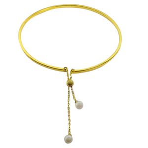 Hanging Pearls Bracelet, Gold - Bella Mayford