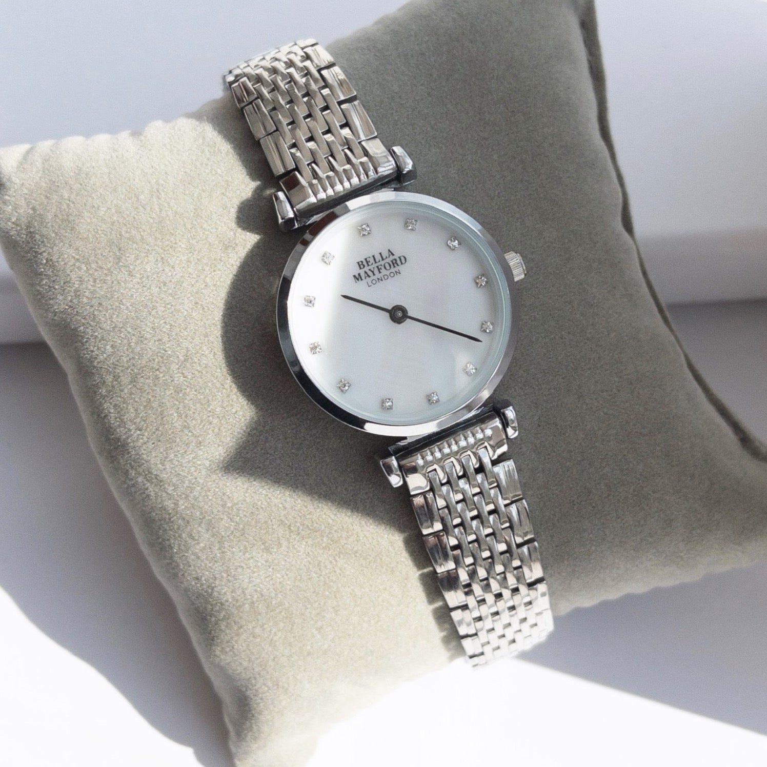 The Kensington. Silver Stainless Steel Strap And Bezel With Mother Of Pearl Dial