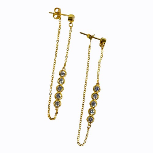 Long line With Simple Stones, 14ct Gold Plate