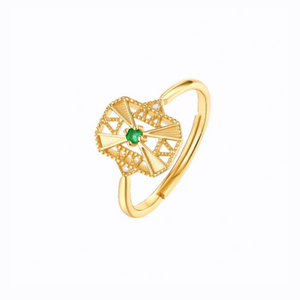 Cleopatra Emerald Ring,  14ct Gold Plate