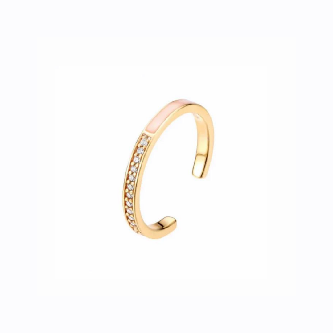 Pink Enamel Stacking Ring, 14ct Gold Plate