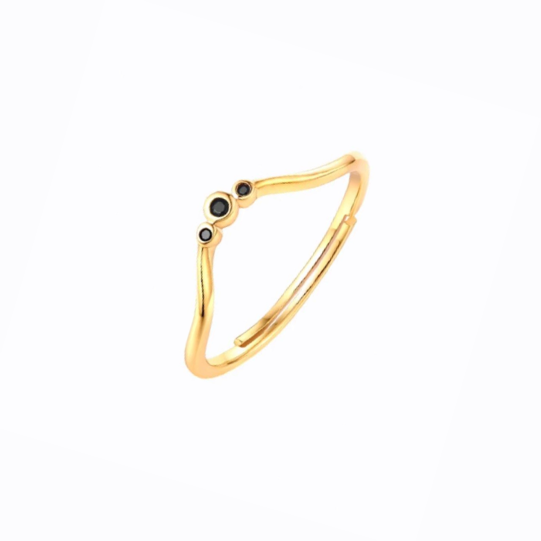 New Beginning Stackable Ring With Black Gemstone,  14ct Gold Plate