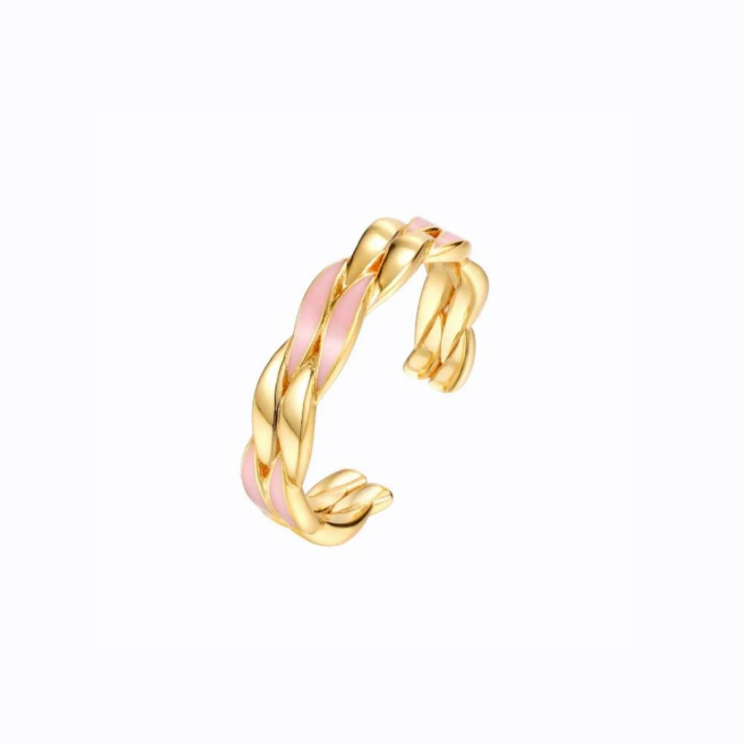 Pink Winding Twist Open Ring,  14ct Gold Plate