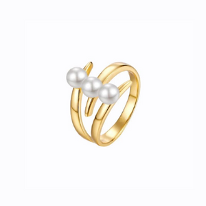 Three Shell Pearl Claw, 14K Gold Plate