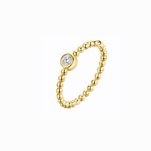 Stackable Beaded Ring, 18ct Gold Plate
