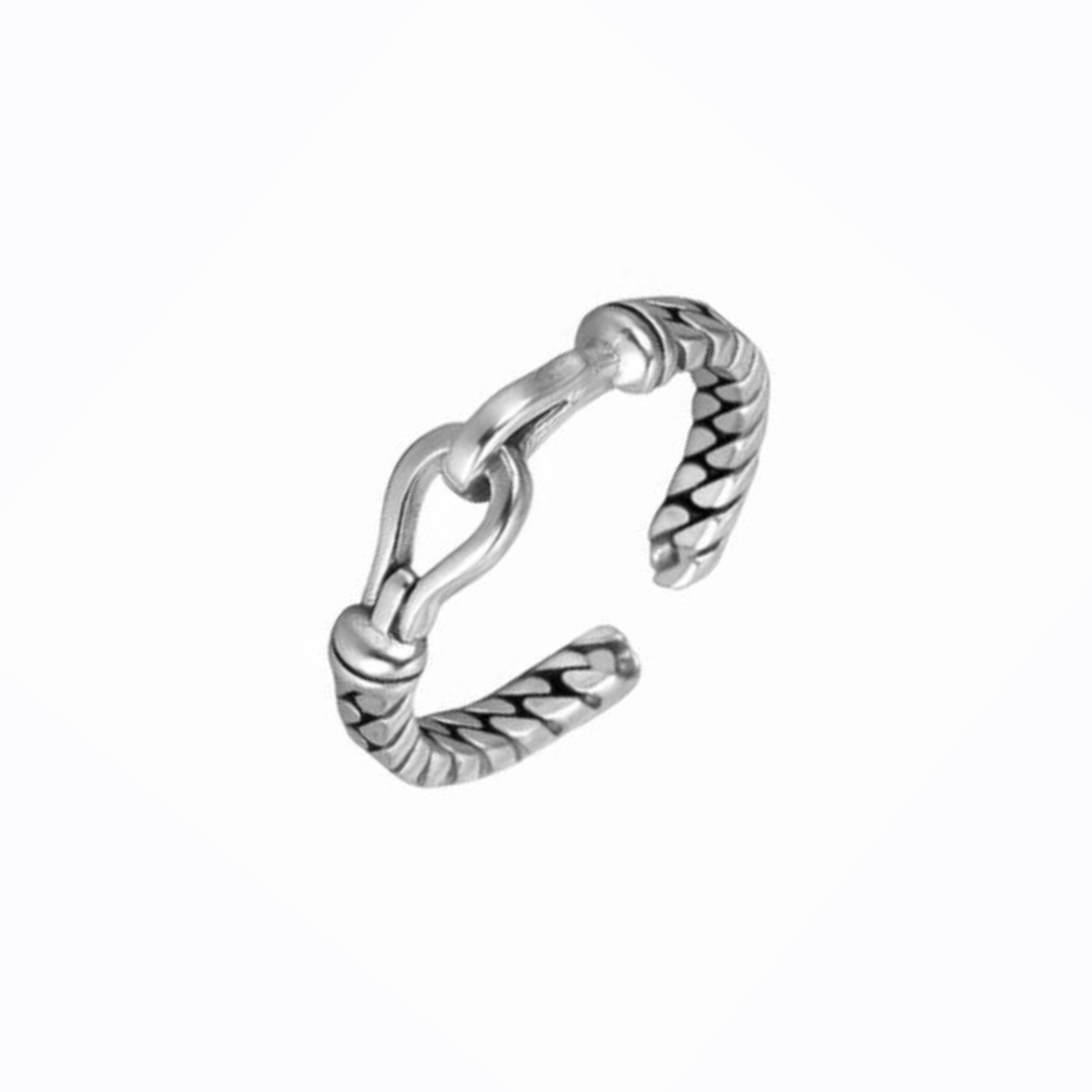 Single Link Open Ring, Sterling Silver