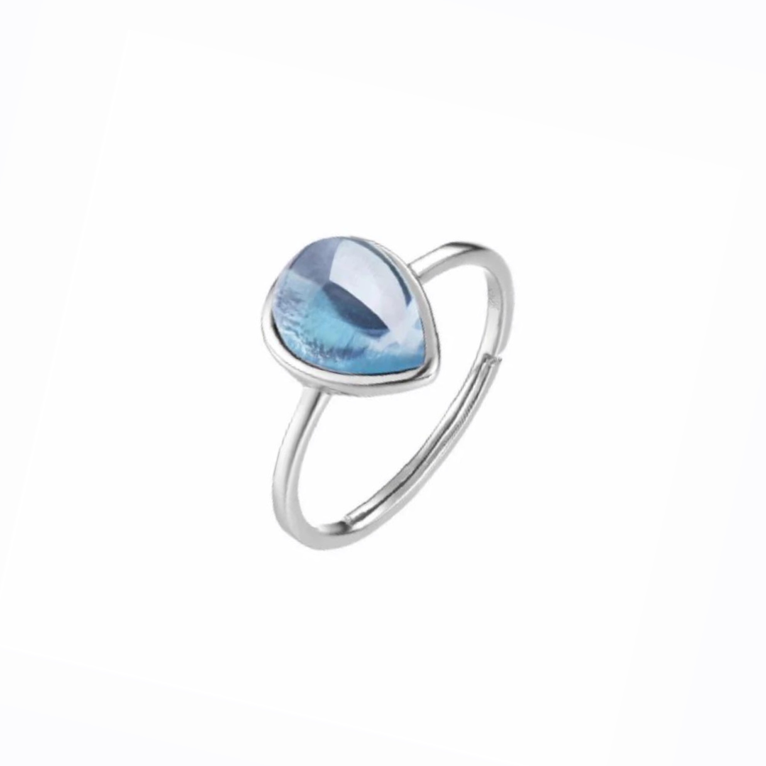 Teardrop Sky Blue Topaz Ring, Sterling Silver