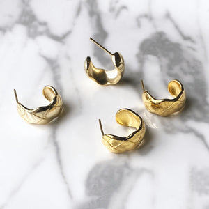 Wave Stud Earrings, 14ct Gold Plate
