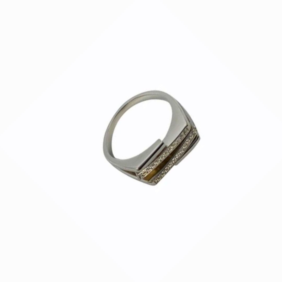 Stag Bar Pavé Ring, Sterling Silver
