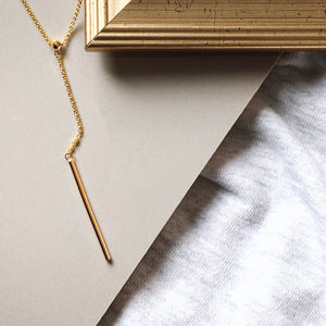 Drop Bar Necklace, 14ct Gold Plate