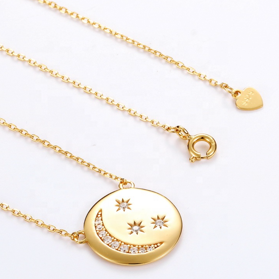 Stars and Moon Coin Pendent Necklace