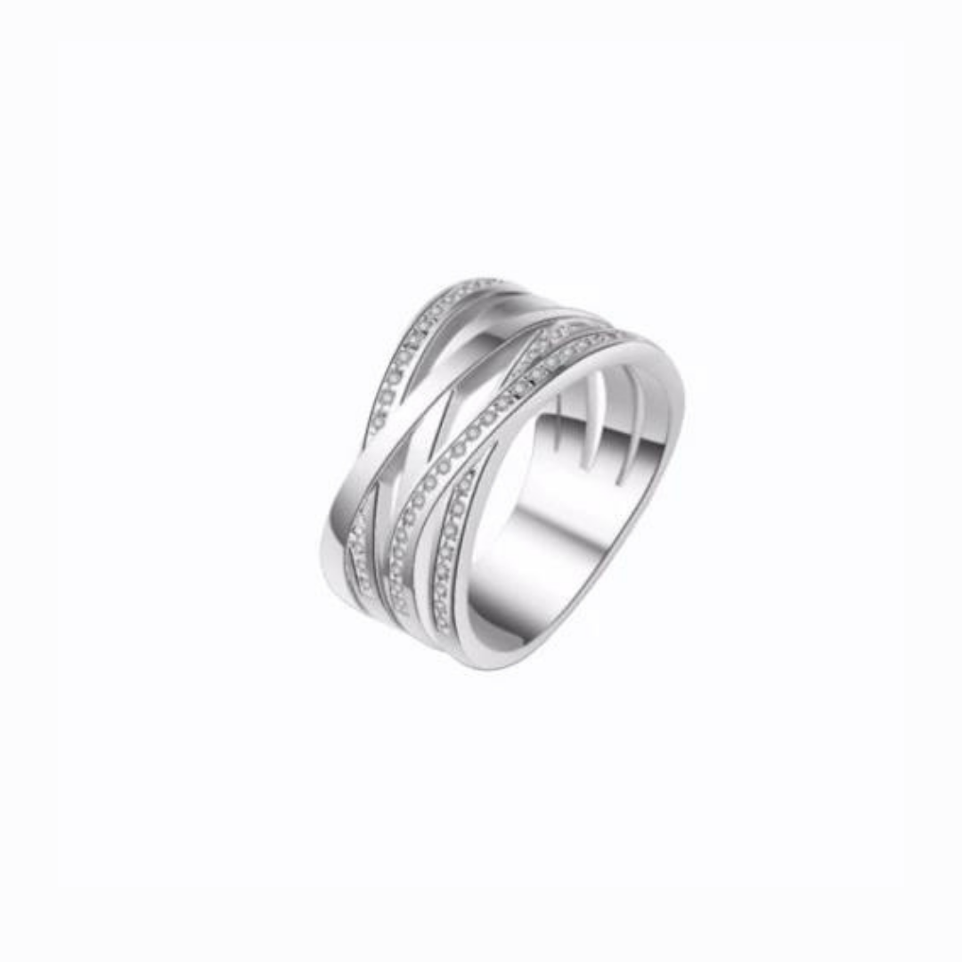 Layered Pavé Ring, Sterling Silver