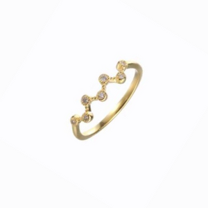 Moon Star Wave Ring, 14ct Gold Plate