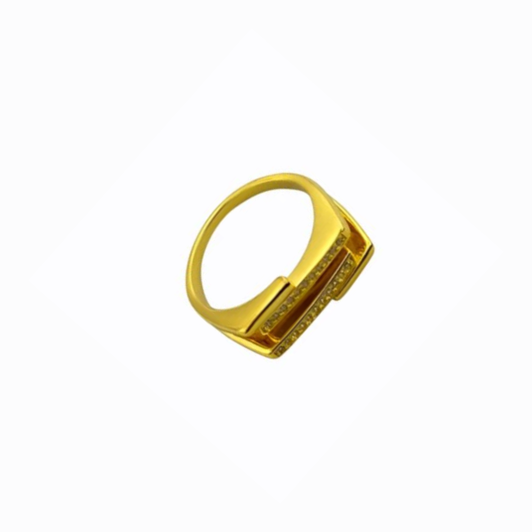 Stag Bar Pavé Ring, 14ct Gold Plate