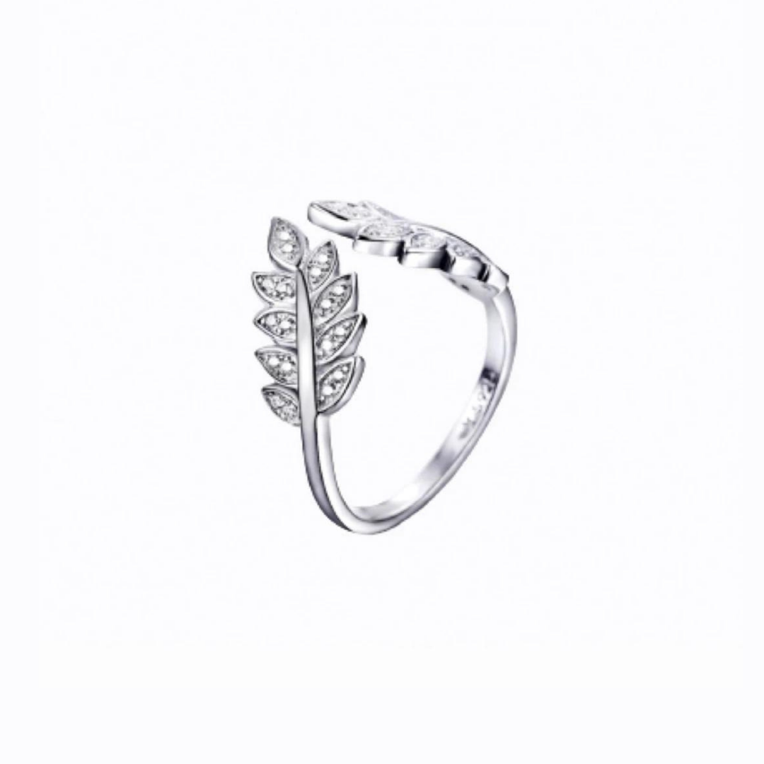 Double Leaf Open Ring, Sterling Silver