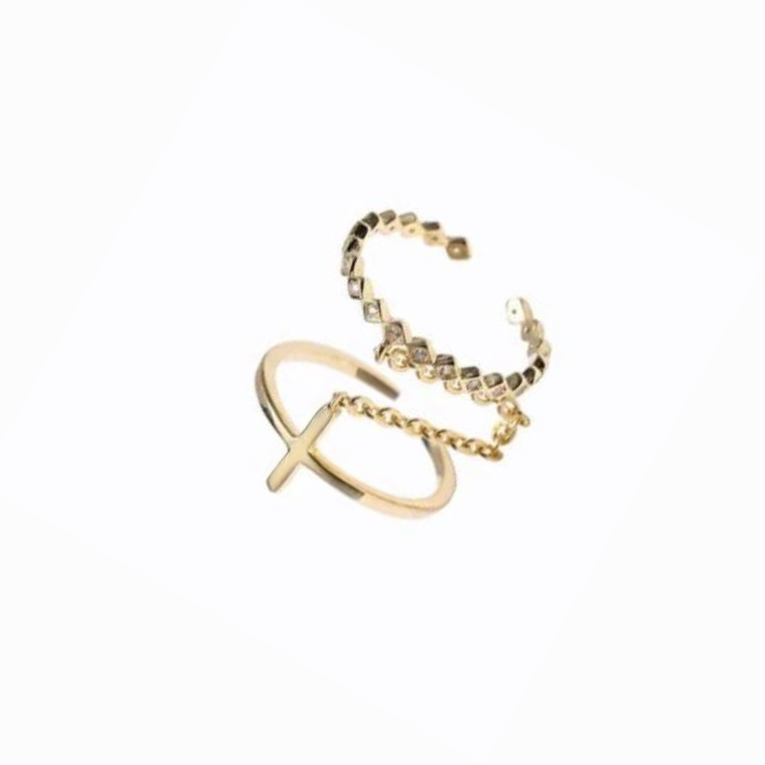 Double Open Ring, 14ct Gold Plate