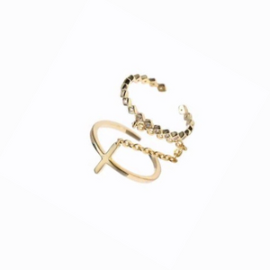 Double Open Ring, 14ct Gold Plate