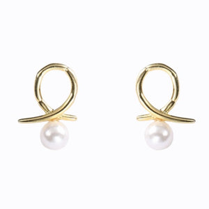 Loop With Pearl Earrings, 14ct Gold Plate