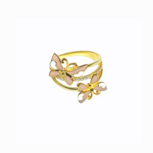Double Butterfly Ring, 14ct Gold Plate
