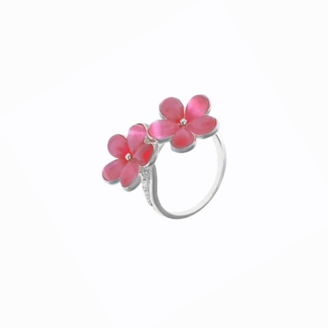 Double Flower Ring, Sterling Silver