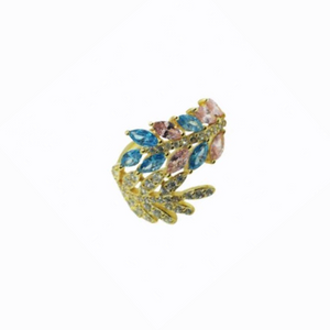 Colourful Garden Vine Ring, 14ct Gold Plate