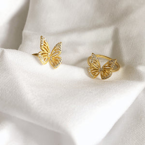 Butterfly Open Ring, 14ct Gold Plate