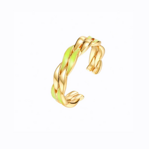 Green Winding Twist Open Ring, 14ct Gold Plate