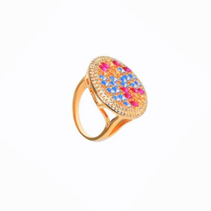 Colourful Garden Round Ring, Rose Gold