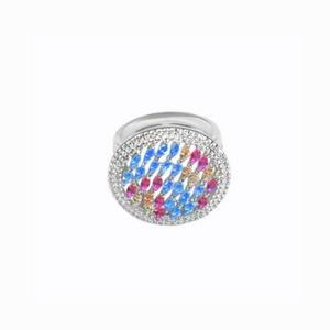 Colourful Garden Round Ring, Sterling Silver
