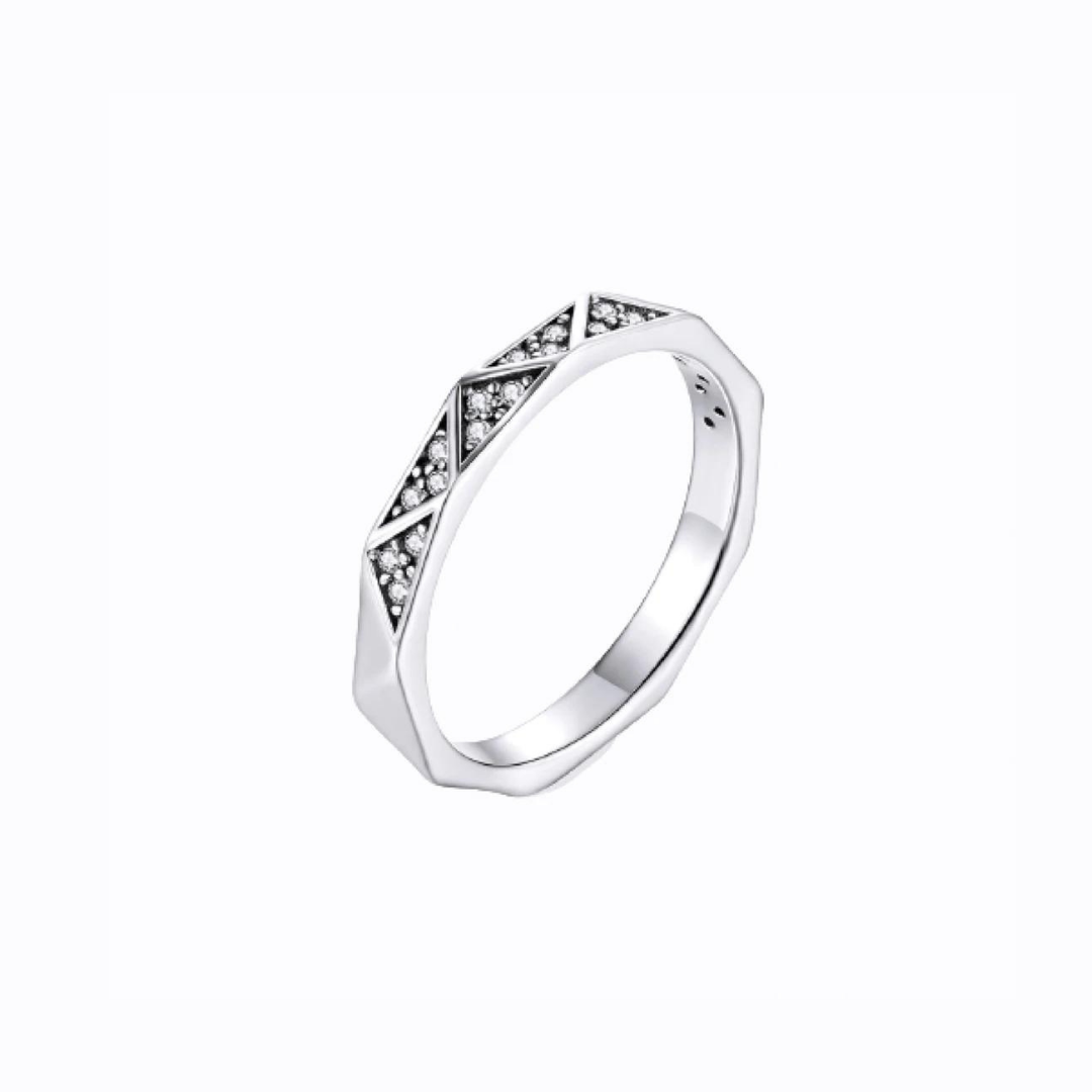 Geometric Pavé Ring, Sterling Silver