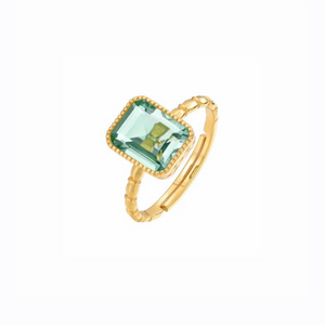 Green Amethyst Ring, 14ct Gold Plate
