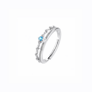 Twin Lines With Sky Blue Stone Ring, Sterling Silver