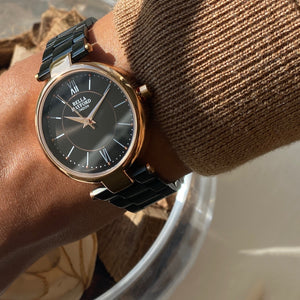 The Signature Solo. Rose Gold Dial And Black Strap