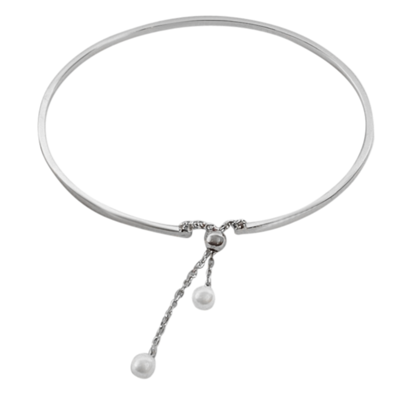 Hanging Pearls Bracelet, Silver - Bella Mayford