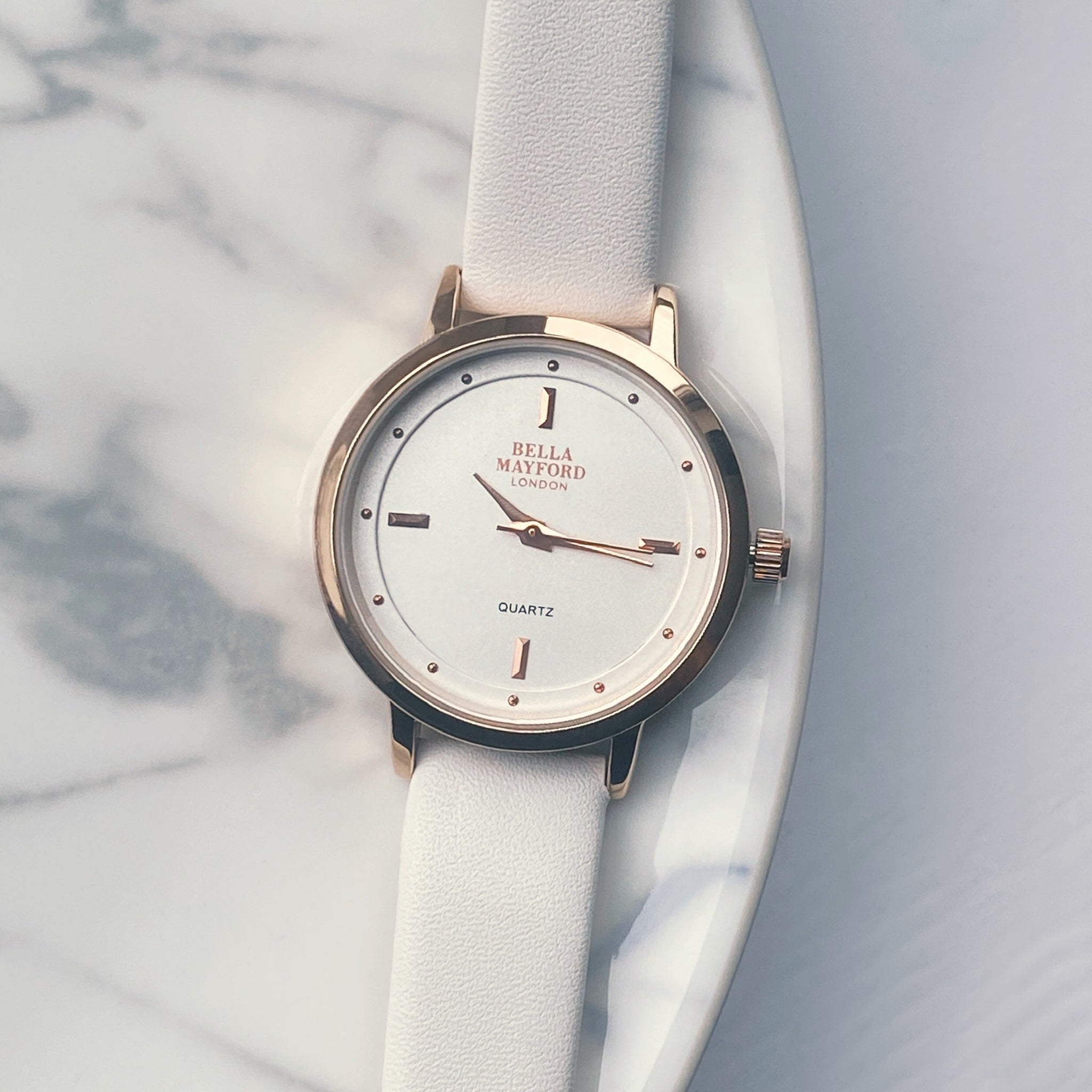 The Classic Lady. White Leather Strap