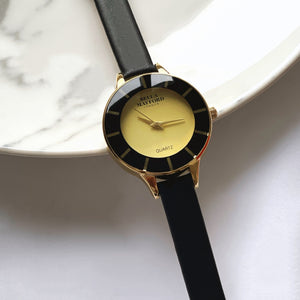 Bold Spirit. Gold And Black Dial, Yellow Face, Black Strap
