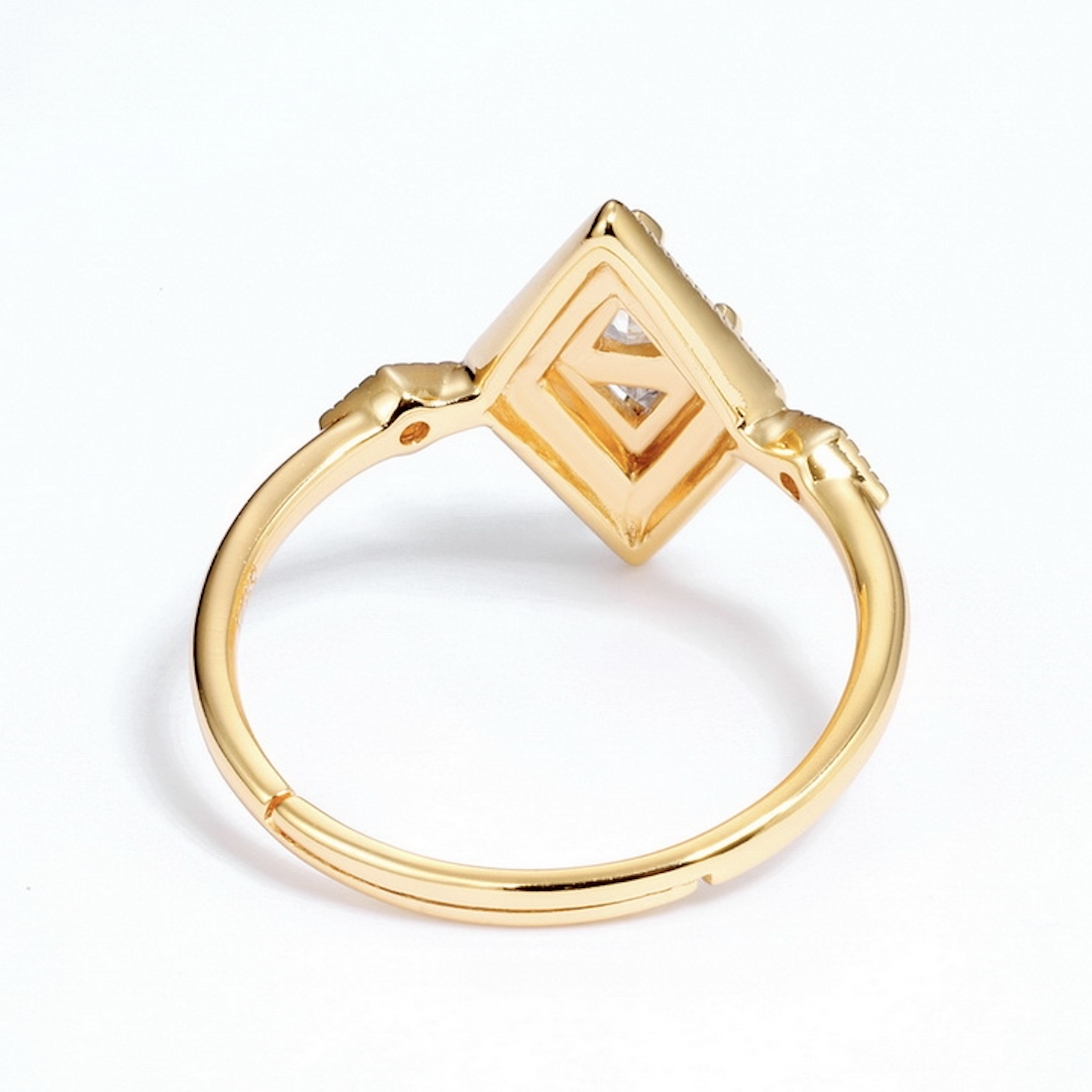 Geometric Black and Gold Agate Ring