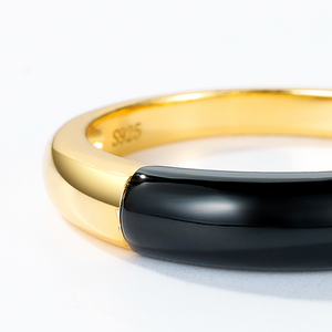 Black and Gold Agate Band Ring