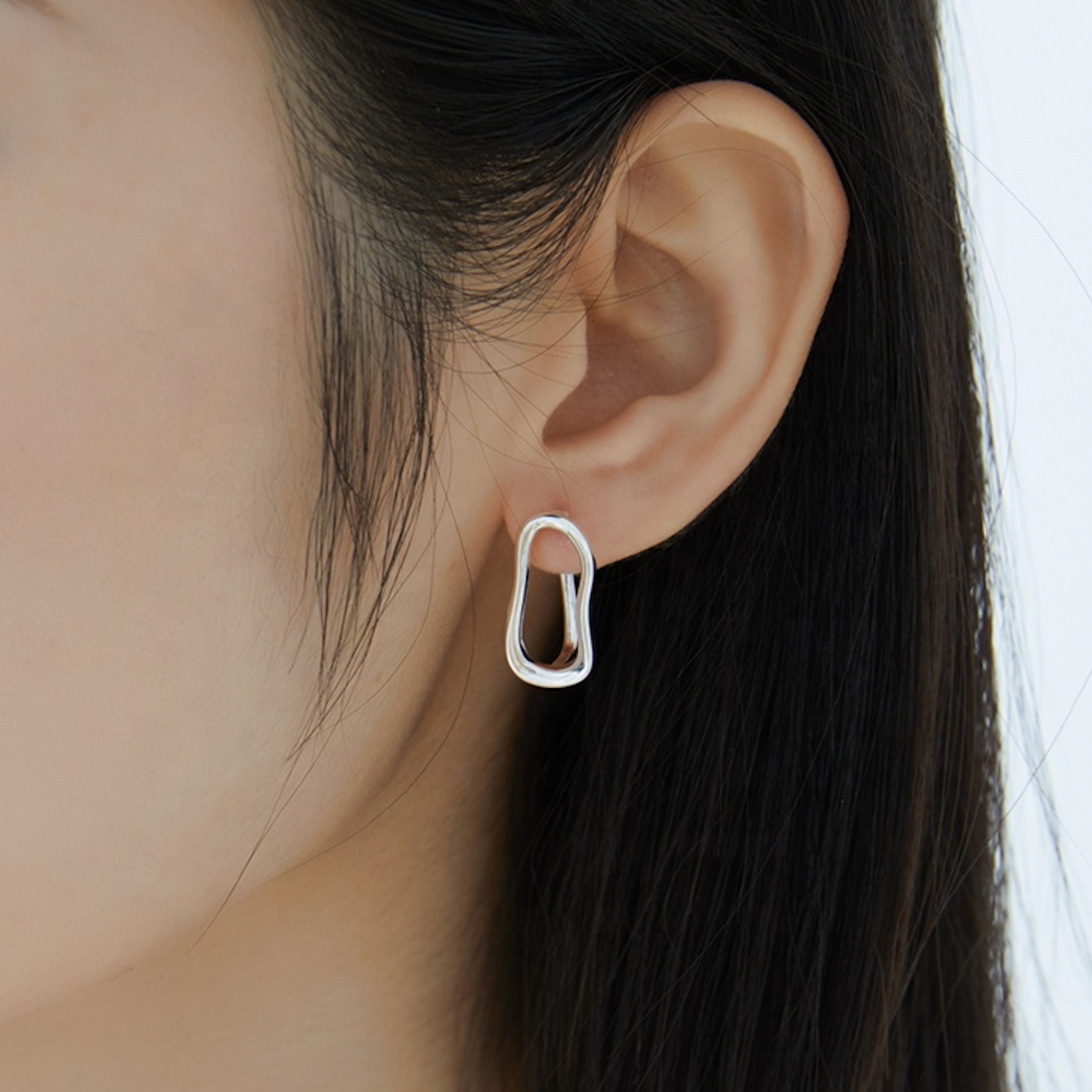 Silver Wave Hoop Earrings