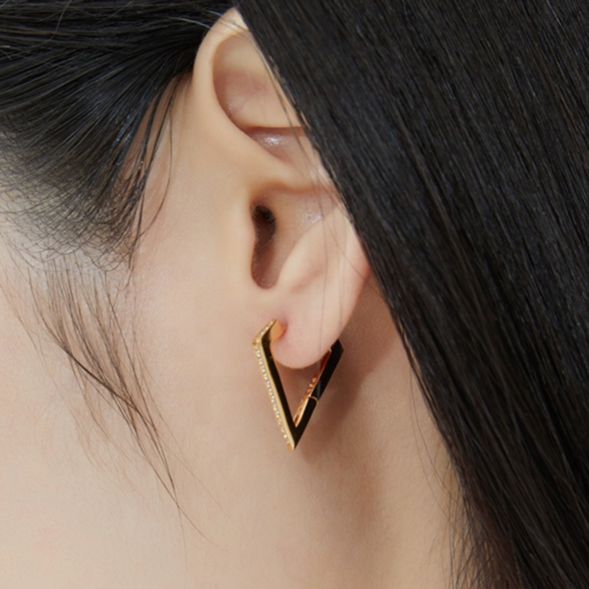 V Shaped Crystal Hoop Earrings