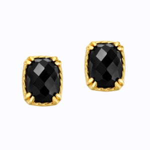Black and Gold Agate Square Earrings