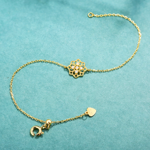 Flower Bracelet, 14ct Gold Plate