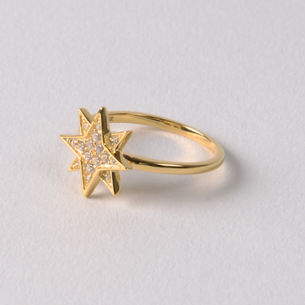Starburst Pavé Ring, 14ct Gold Plate