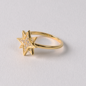 Starburst Pavé Ring, 14ct Gold Plate