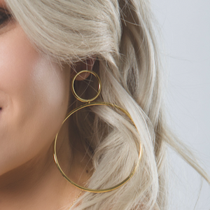 Double Hoop Earrings, Gold - Bella Mayford