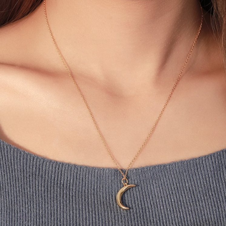 Crescent Moon Necklace, 14ct Gold Plate