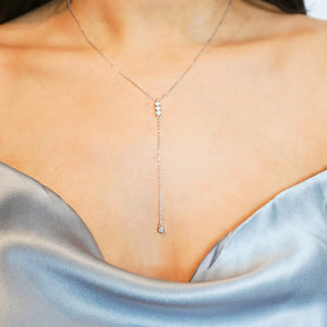Pave Lariat Necklace, Silver - Bella Mayford