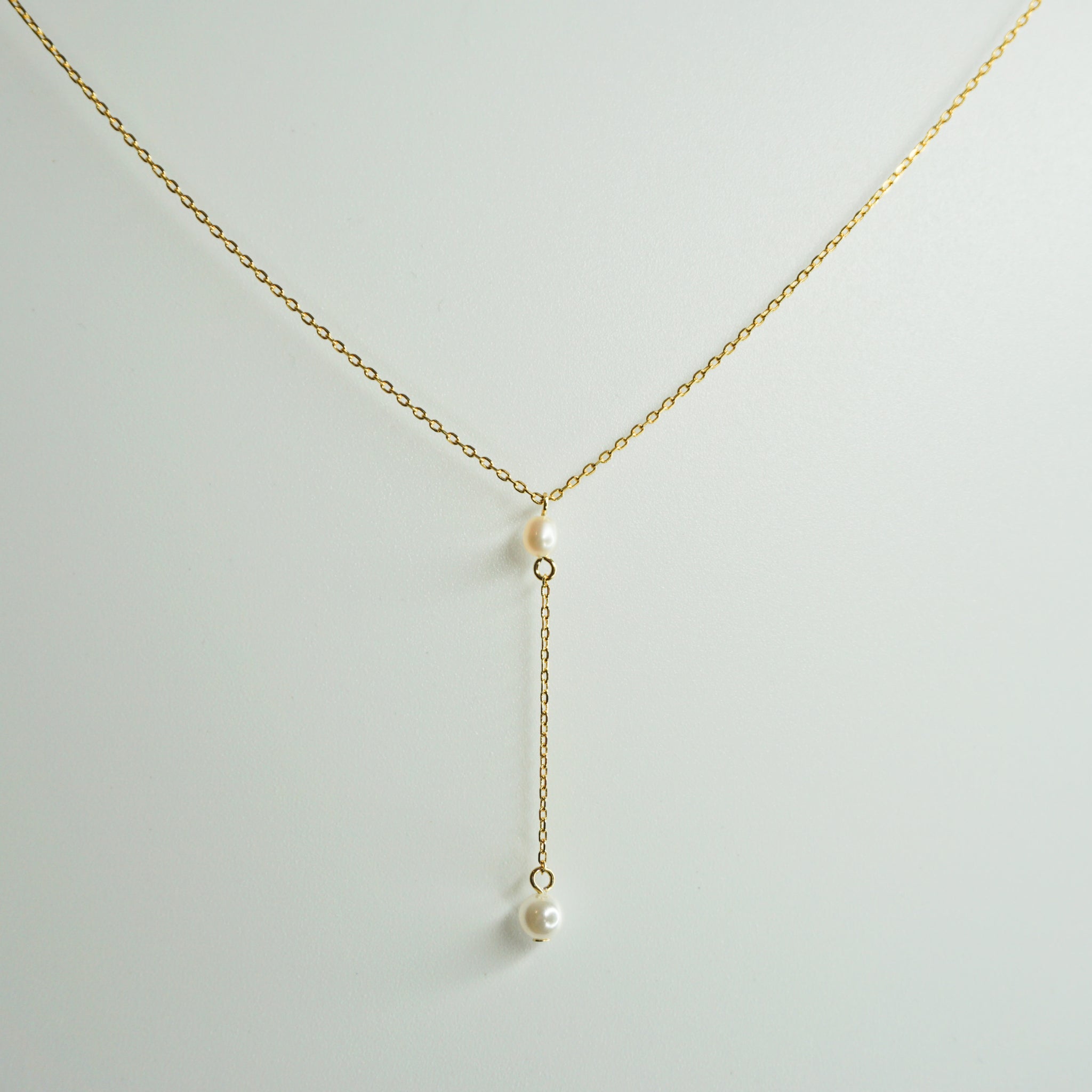 Pearl Lariat Necklace, Gold - Bella Mayford