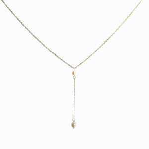 Pearl Lariat Necklace, 14ct Gold Plate