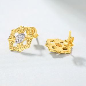Elegant flower earrings,  14ct Gold Plate